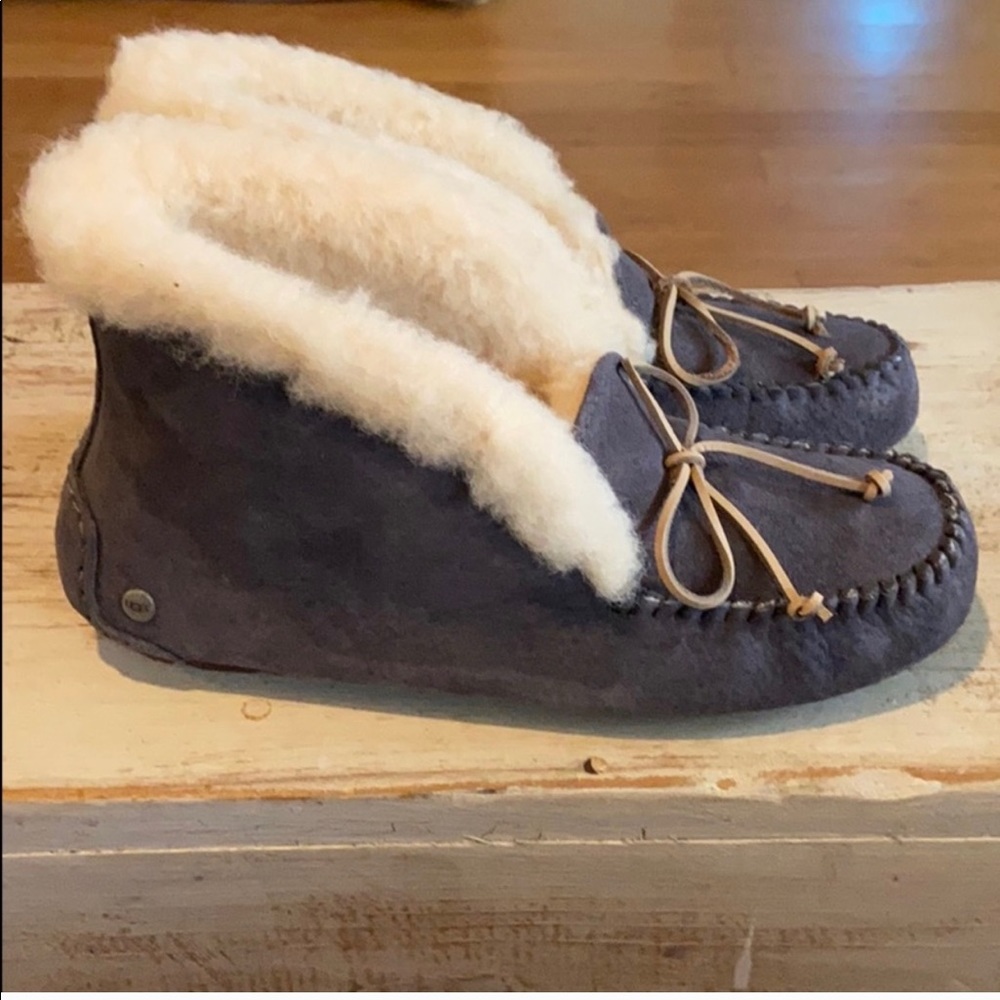Ugg Alena Nightfall leather slippers.